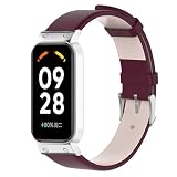 CZhkg Correa para Xiaomi Mi Band 8 Active Strap, Cuero Genuino Strap Pulseras de Repuesto Pulsera Bands Armband Brazalete Wristband Correa Ajustable para...