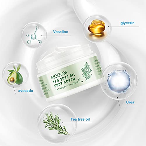 Foot Cream For Dry Cracked Heels Repair Tea Tree Oil Foot Moisturizer For Dry Feet With Urea Foot Spa Hand Cream For Callused Feet Elbow Knees Rough Skin Intensive Moisturizing Softening 4.2 Oz #TOP3
