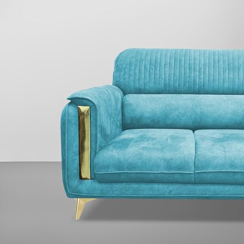Image of Casaliving Gelio 2 Seater Sofa Set for Living Room (Turquise Colour) Premium Fabric Sofa