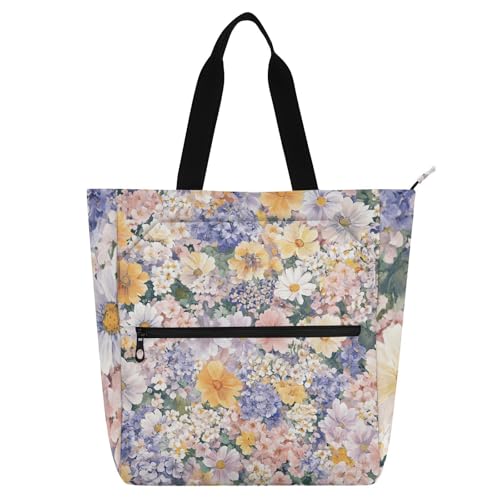 Bolsa de tela con cremallera y diseño de margaritas resistente a los arañazos