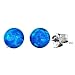 Oceans: 6mm Tropical Blue Created Opal Ball Stud Post Earrings, Solid 925 Sterling Silver