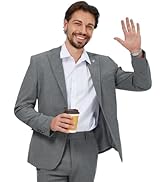 WEEN CHARM Men's Summer Seersucker Suit-2-Piece Blazer and Pants Set-Lightweight,Breathable,Casua...