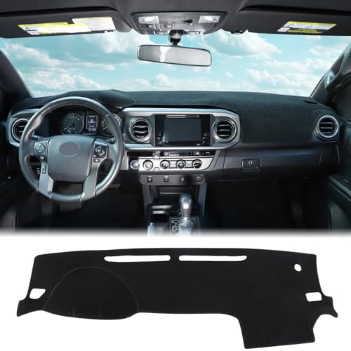 Image of Aunginsy Car Dashboard Cover Mat Compatible with Toyota Tacoma 2016-2023, Pickup Dashboard Dash Cover Nonslip Black Mat Sun Pad Dash Carpet Sunshade Glare UV Rays Protector Car Interior Accessories