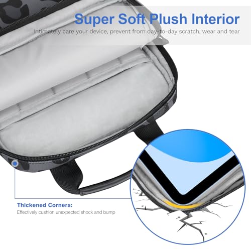 Image of Dadanism 9-11 Inch Tablet Sleeve Bag Carrying Case with Shoulder Strap for iPad (A16) 11 inch, iPad 10th Gen 10.9 inch, iPad Air M4 /Pro M5 11 inch, iPad 9 /8 /7th 10.2 inch, Galaxy Tab A11+ Plus 11 inch, Leopard Black