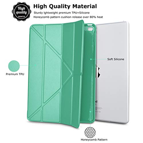 Tinysaturn Ipad 9.7 Inch 2018/2017 / Ipad Air 2 / Ipad Air Case, Ultra Slim Lightweight Smart Cover Multi-Fold Auto Wake/Sleep With Soft Silicone Back Case For Ipad 9.7" - Mint Green #TOP2