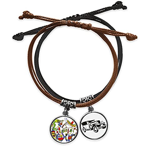 Bracelet guitare Mexique sombrero en cuir et corde de main aux finitions soignées