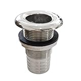 NRC&XRC Marine Grade Stainless Steel Barbed Short Straight1-1/4 ID Thru-Hull with Nut&Custom Gasket for Boat,RSV