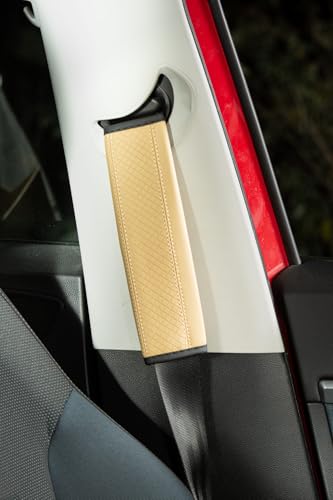 MÛRE & CO® 2 Almohadillas para Cinturón de Seguridad | Fundas de Hombro Protectora, Ajustable y Cómoda para Automóviles (Beige)