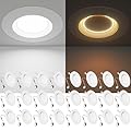 Ensenior 5/6 Inch 5CCT LED Can Lights with Night Light 24 Pack, Retrofit Led Recessed Lighting, Baffle Trim, Dimmable, 9W=110W, 1000LM (24, 6 Inch)