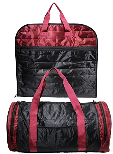 Gilbin 2 Piece Travel Set Carry on Garment and Duffel Bag with Detachable Shoulder Strap Great for Travel (Optional To Add Your Personalization Embroidery) (With Out Embroidery)