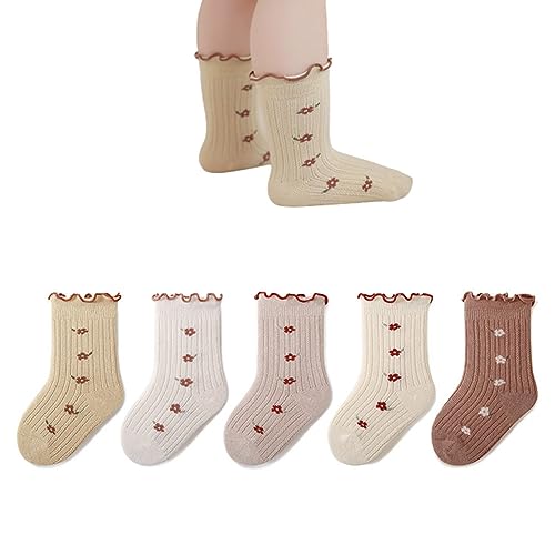 Image of Elaowoho Baby Toddler Girls Ruffle Socks Little Girl Frilly Dress Socks for Newborn Crew Cotton