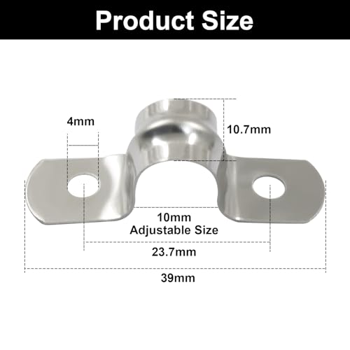 Image of M10 3 /8 inch 304 Stainless Steel Rigid Pipe Strap, 30PCS | Heavy Duty U Bracket, Two Hole Cable Clamps, Secure Pipe, Tube & Wire Installation, Corrosion Resistant