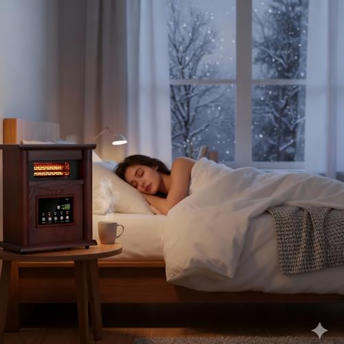Nordic Hygge Portable Space Heater, 1500W Electric Infrared Heater for Indoor Use, Living Room, Bedroom, Office - Remote Control, 12H Timer, 3 Heat Settings, Overheat & Tip-Over Safety, Dark Walnut by Nordic Hygge - Image 7
