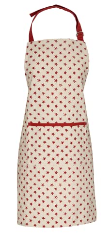 Dexam Unisex 16050480 Star Schürze für Erwachsene, Cream, red, One Size
