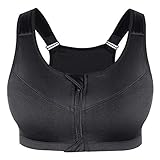 Baoblaze Sutiã Esportivo Feminino com Zíper Push Up Sutiã Fitness Top Esportivo Acolchoado de Corrida para Ginástica - XL preto