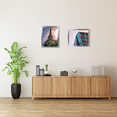 Golden State Art, 16X20 Brushed Aluminum Frame With Ivory Mat For 11X14 Picture - Wide Molding- Swivel Tabs, Sawtooth Hangers - Wall Display (Satin Silver, 1 Pack) #TOP7