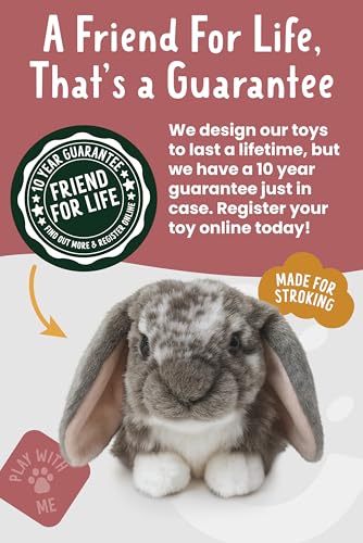 Living Nature Graues holländisches Lop Eared Hase Stofftier Plüschtier | Flauschiges Kaninchen Tier | Stofftier Geschenk für Kinder | Jungen und Mädchen Stoffpuppe | Naturli Umweltfreundliche Plushies