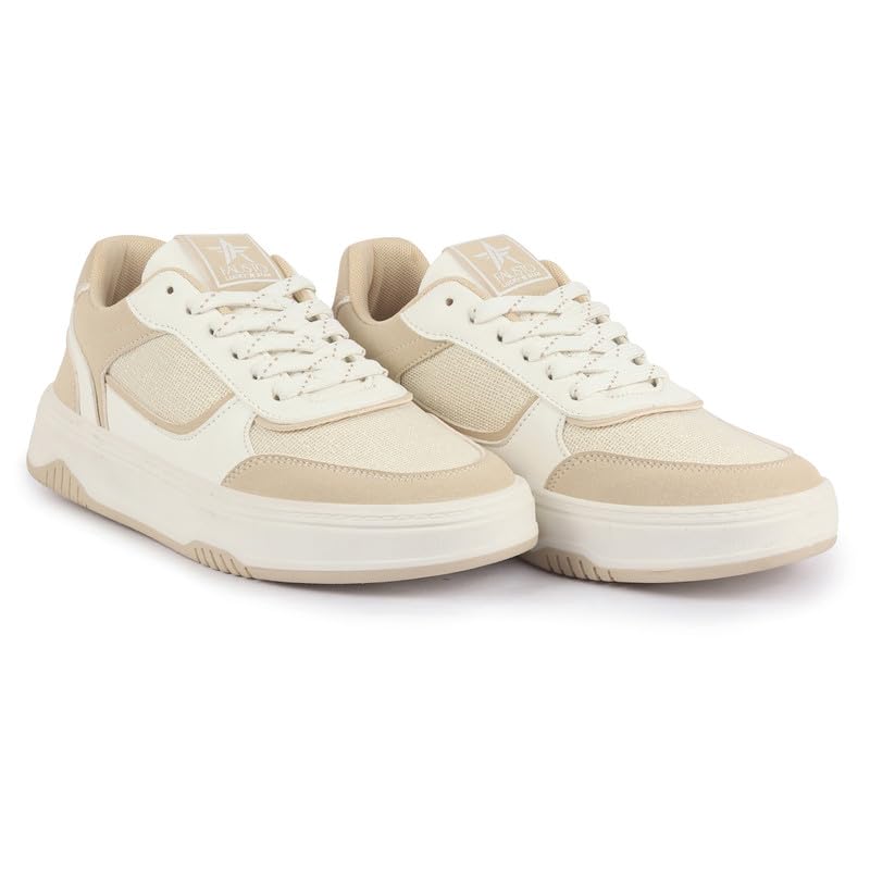 Image of FAUSTO Women Colorblocked Low Top Casual Shoes | Shimmery Lace-up Party Sneakers | Memory Cushioned Insole