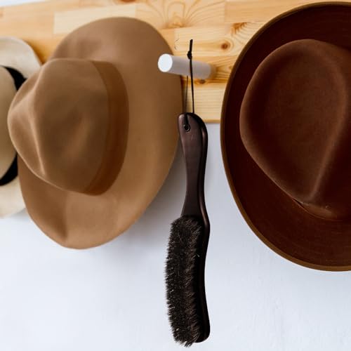 Image of Patelai 2 Pcs Horsehair Felt Hat Brush Kit Hat Cleaning,Brown,Superba | Cowboy Hat Brush with Cleaning Sponge Lint Brush Remover Dust for Shoes Furniture Suits Clothes