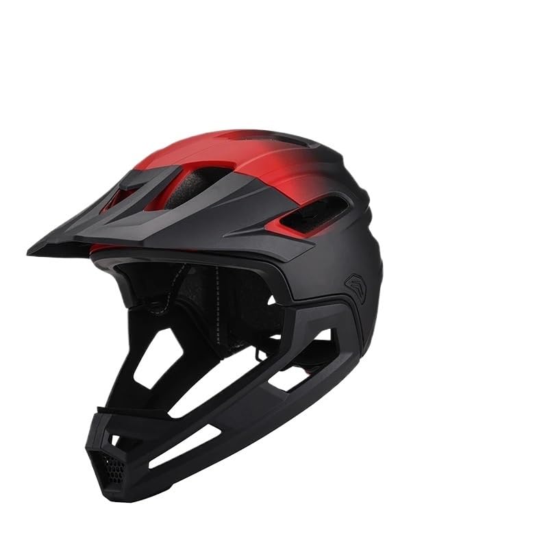 Casco Bici Casco de Bicicleta montaña for Adulto, Casco Motociclismo una Pieza Desmontable Cara Completa, protección for la Cabeza(Red Black)