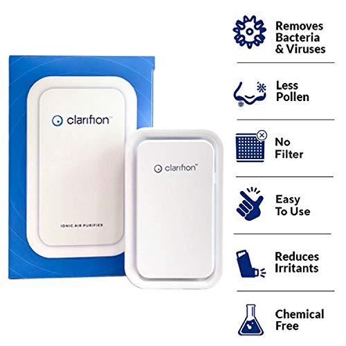 Clarifion - Negative Ion Generator with Highest Output (6 Pack) Filterless Mobile Ionizer & Travel Air Purifier, Plug in, Eliminates: Pollutants, Allergens, Germs, Smoke, Bacteria, Pet Dander & More