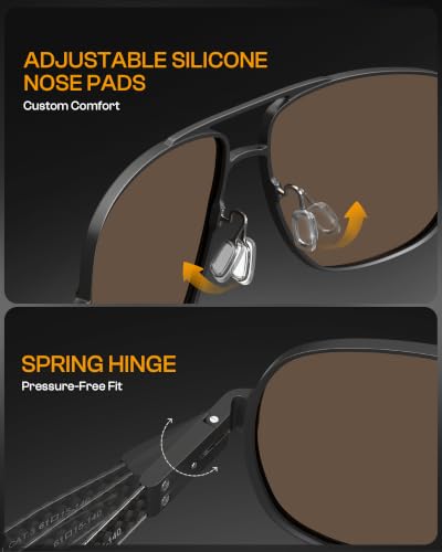 Image of DUCO Aviator Sunglasses for Men Women Carbon Fiber Polarized Sunglasses Men UV Protection for Driving Golf Fishing 3051