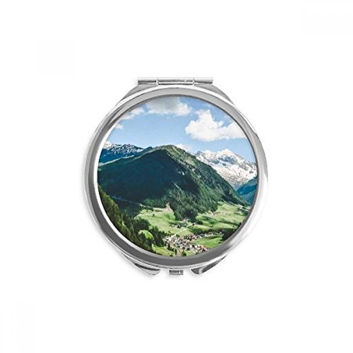 Miroir bleu ciel nuages montagne portable pour retouches maquillage en voyage