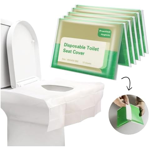 Disposable Toilet Seat Covers For Travel 50 Pack, Toilet Seat Covers Disposable Flushable, Disposable Toilet Seat Cover, Travel Toilet Seat Covers, Toilet Liners Disposable for Adults and Kids Cover