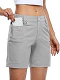Willit Women's Hiking Golf Shorts Stretch Qucik Dry with Cargo Pockets Water Resistant Outdoor Summer Gray XL