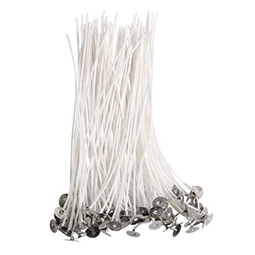 Mechas para Velas de Algodón Pre-enceradas con Pestañas, 6 Pulgadas, 100 Unidades