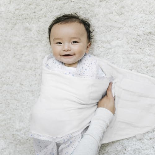 Image of HALO 100% Cotton Sleepsack Swaddle, 3-Way Adjustable Wearable Blanket, TOG 1.5, Midnight Moons Blue, Small, 3-6 Months