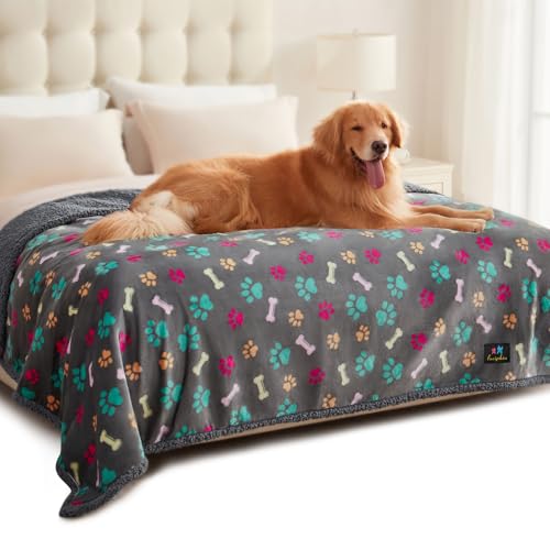 Image of Luciphia Waterproof Dog Blanket Reversible Sherpa Fleece for Large Dogs Cat