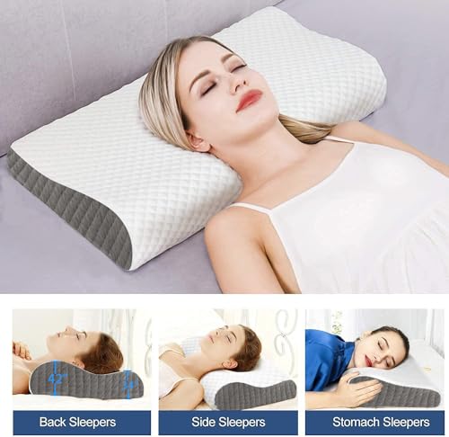 Image of TEKCOOL Cervical Memory Foam Pillow for Neck Support | 2-Year Manufacturing Warranty | Orthopedic Contour Pillow for Cervical Spine Alignment & Shoulder Support | Made in India