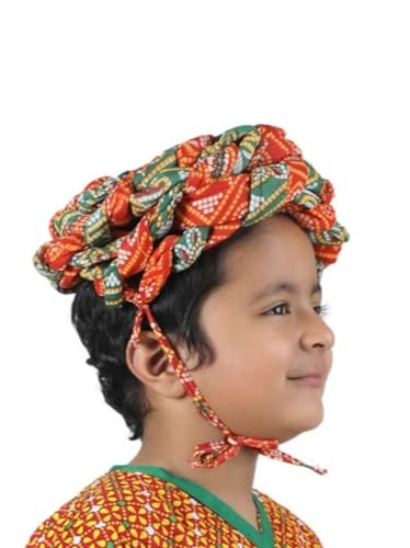 Image of BookMyCostume Kids Rajasthani Pagdi Indian Traditional Turban For Boys And Men - Multicolor