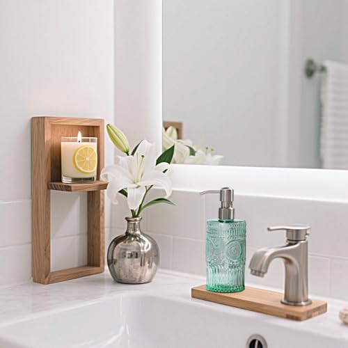Image of 2 Packs 17 Oz Green Hand Soap Dispenser- Refillable Glass Soap Dispenser with Stainless Steel Pump for Kitchen and Bathroom - Elegant Floral Design for Bathroom Accessories