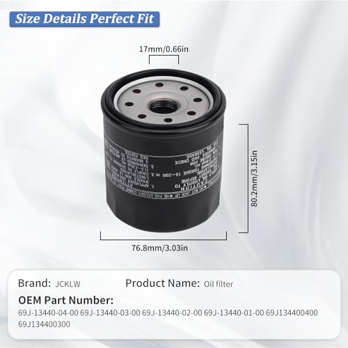 JCKLW 69J-13440-04-00 Filtro de óleo para motor de popa Yamaha F150 F175 F200 F225 F250 Boat AR SX C