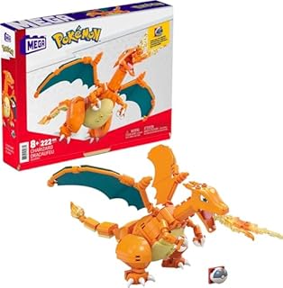 MEGA Pokémon Building Toys Action Figure, Poseable 4 Inch Charizard Collectible for Display with Bonus Heavy Ball Pin