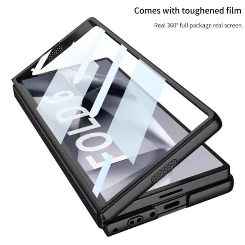 Generic Custodia rigida a libro compatibile con Samsung Galaxy Z Fold 7 (colore: grigio chiaro), ultra sottile, con supporto ad anello per dito, pellicola PLUSScreen