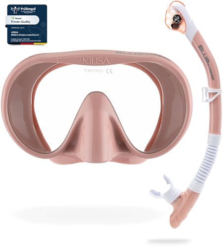 CRESSI Musa & Scilla Rose Gold - Set de Máscara sin Montura con Volumen Interior Reducido y Amplio Campo de Visión y Tubo Scilla para Buceo y Snorkel, Oro Rosa, Talla Única, Adultes