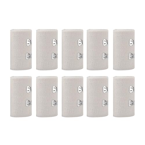 10 Stück Elastische Bandage Elastische Binden Elastischer Verband 5cm*4.5m Weiße Bandagen für Sport Medizin und Alltag Ideal für Handgelenke und Knöchel