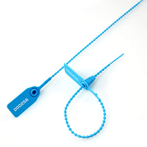 1000 Numbered Plastic Tamper Seals, Zip Ties for Fire Extinguishers Pull Tite Security Tags Numbered Disposable Self-Locking Signage Tie 250mm Length (1000 PCS, Light Blue)
