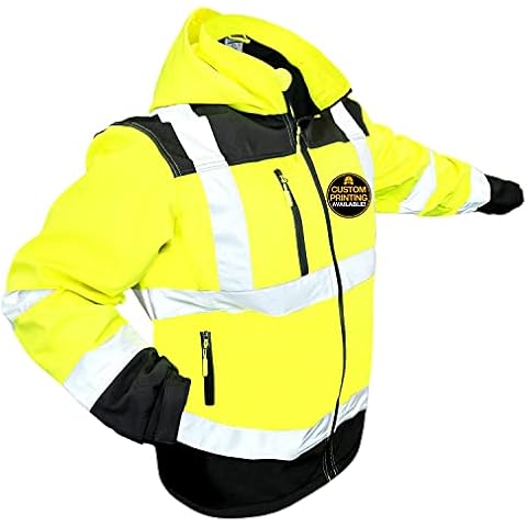 KwikSafety - Charlotte, NC - AGENT SoftShell Reflective Jacket [LIMITED EDITION PATTERN] Class 3 Water Resistant ANSI OSHA Hi Viz Gear/Yellow Medium Cover