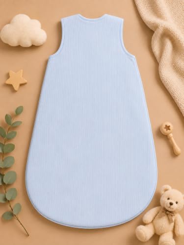Image of TuddyBuddy Baby Cotton Wearable Quilted Sleeping Bag Blanket 1.5 Tog with 2 Way Zipper Closure | Ideal for Babies & Kids Hypoallergenic Fabrics | (Lions's Family - Sky Blue, 6-12 Months)