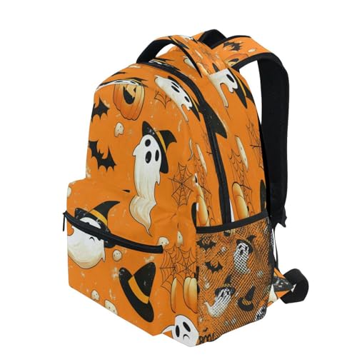 Dussdil Halloween Pumpkins Ghosts Orange Kids Backpack School Backpacks for Boys Girls 16 IN Book Back Pack Bag Casual Travel Daypack with Adjustable Shoulder Strap Zipper3