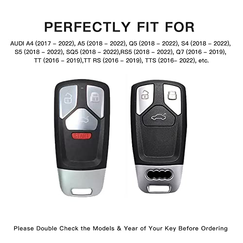 Carfib For Audi Accessories A4 A5 Q5 Q7 Rs5 S4 S5 Sq5 Tt Tts Bling Key Fob Cover Case Holder 2020 2021 2022 Car Remote Key Chain Ring Women Men Tpu Silver #TOP1