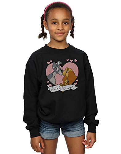 Image of Disney Girls Lady And The Tramp Love Sweatshirt Black 7-8 Years