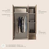 Stella Trading BASE Zeitloser Kleiderschrank in drei verschiedenen Größen - Vielseitiger Drehtürenschrank in Eiche Sonoma Optik - 120 x 177 x 52 cm (B/H/T)