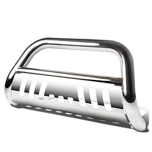 Replacement for Chevy Silverado/GMC Sierra GMT800 3 inches Bumper Push Bull Bar+Removable Skid Plate (Chrome)