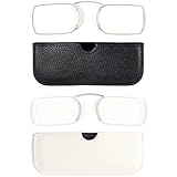 REAVEE 2 Pack Armless Reading Glasses for Men Women, Blue Light Blocking Compact Readers Ultra Thin with Mini Portable Case, Black and Clear +1.5