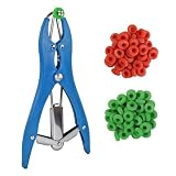 ElekMundo Goat Banding Tools, Including 1pc Stainless Steel Bander and Green and Orange Total 100pcs Banding Rings, Expander Plier and Bands Kit for Goat Calf Hog